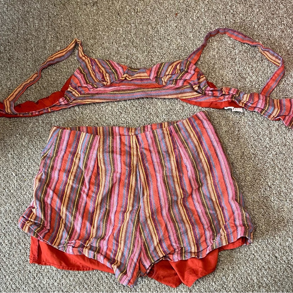 SHEIN Multicolor Striped Jean Shorts